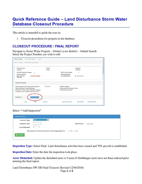 File:101 Land Disturbance Storm Water Database Closeout Procedure QRG.pdf