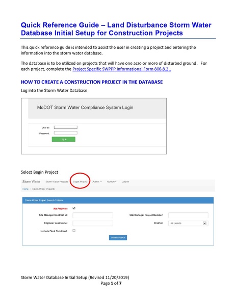 File:101 Land Disturbance Storm Water Database Initial Setup for Construction Projects 2019.pdf